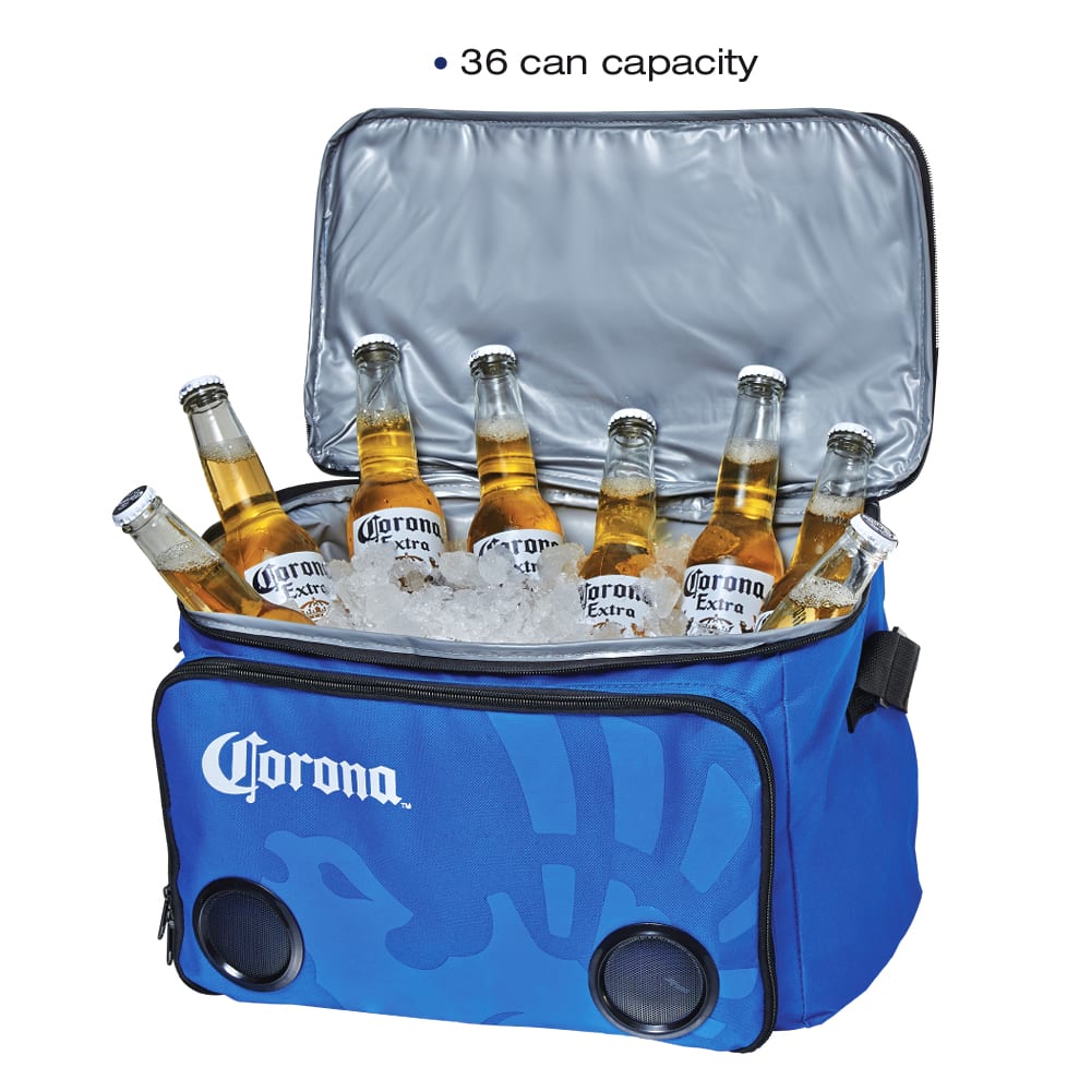 Corona Extra Soft Cooler Bag With Built In Bluetooth Speakers Black 