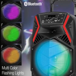 8 Trolley Speaker with USB/TF input, FM Radio, Bluetooth, LED display