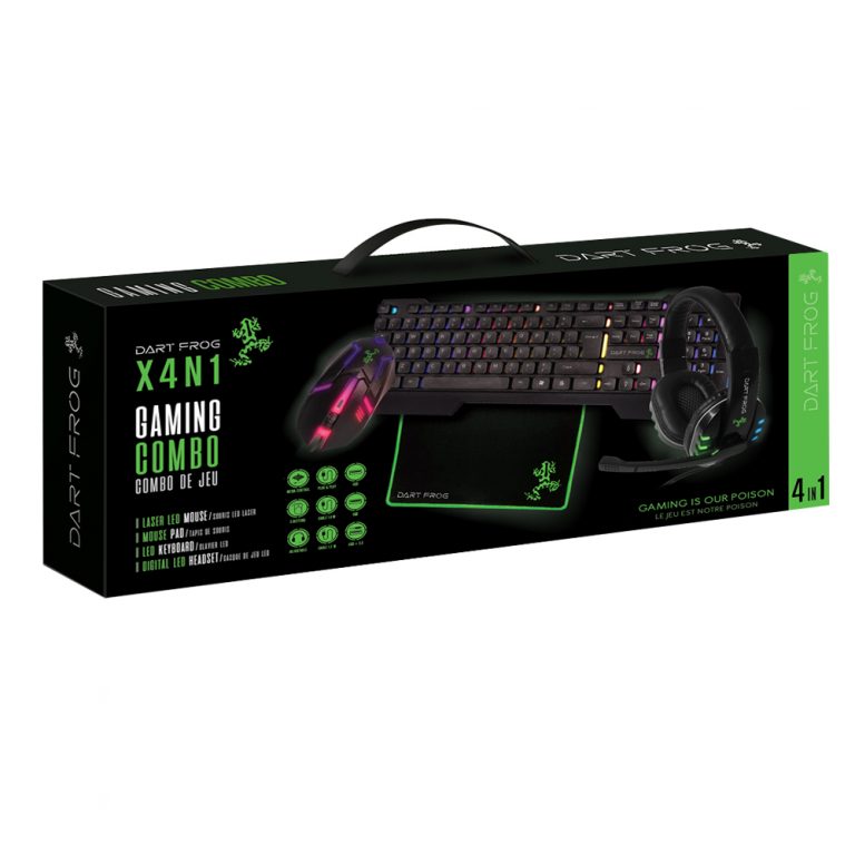Dart Frog 4 pc Gaming Combo headphones, mouse, mouse pad and