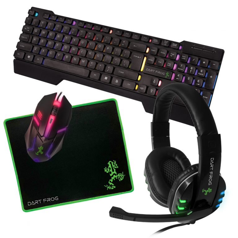 Dart Frog 4 pc Gaming Combo headphones, mouse, mouse pad and